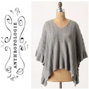 { Anthropologie } Arched Ripples Poncho Sweater Gray
